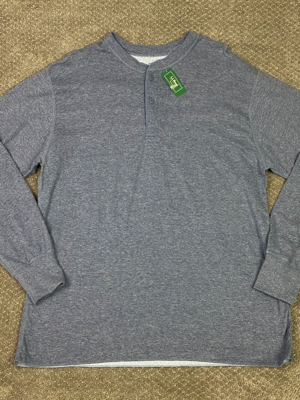 LL Bean River Driver Shirt Mens XL Vintage Indigo Heather Henley Hiking 168891